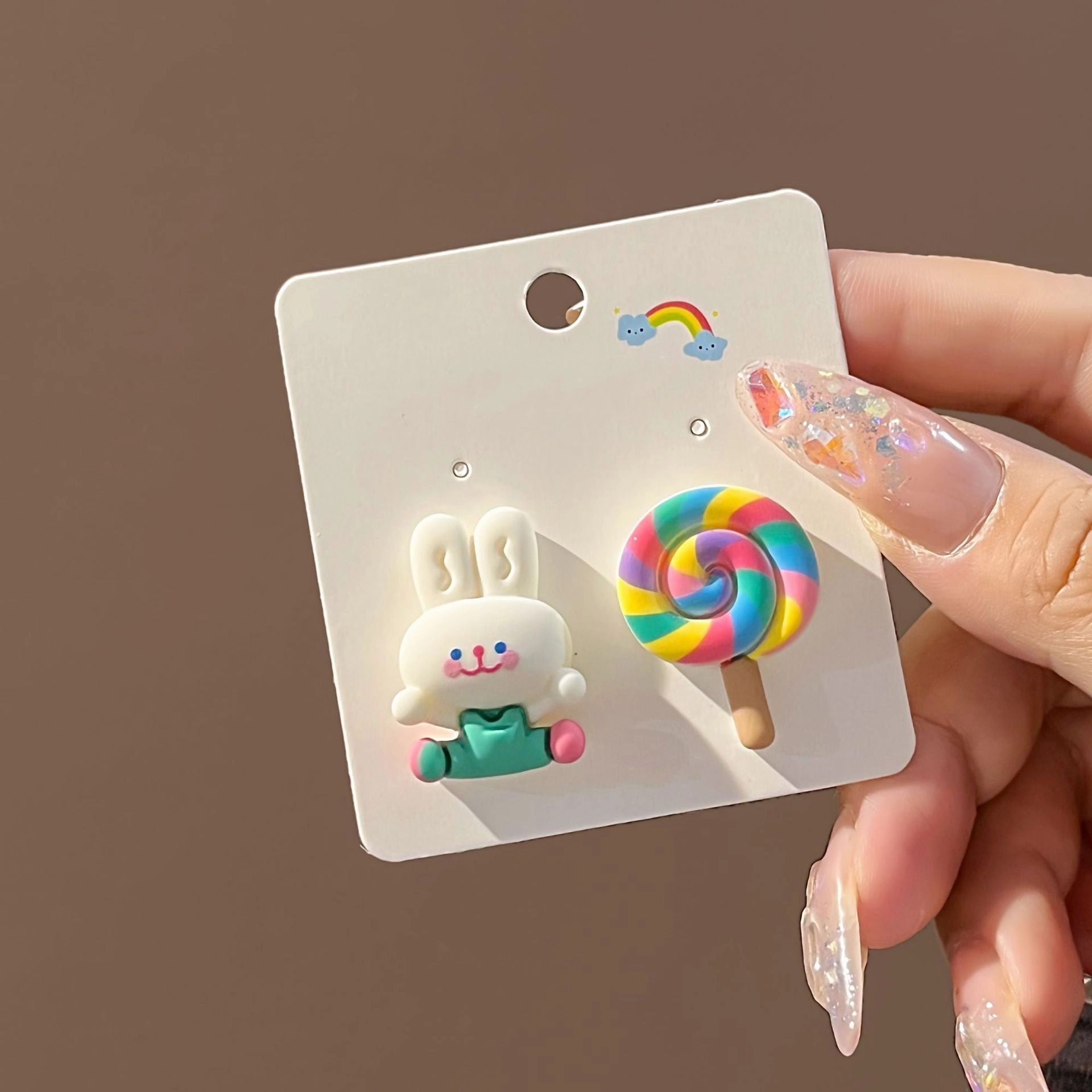 Wholesale Candy Color Rabbit Bear Ice Cream Match Color Strawberry Fruit Resin Earrings