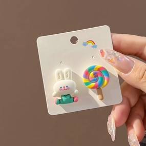 Wholesale Candy Color Rabbit Bear Ice Cream Match Color Strawberry Fruit Resin Earrings
