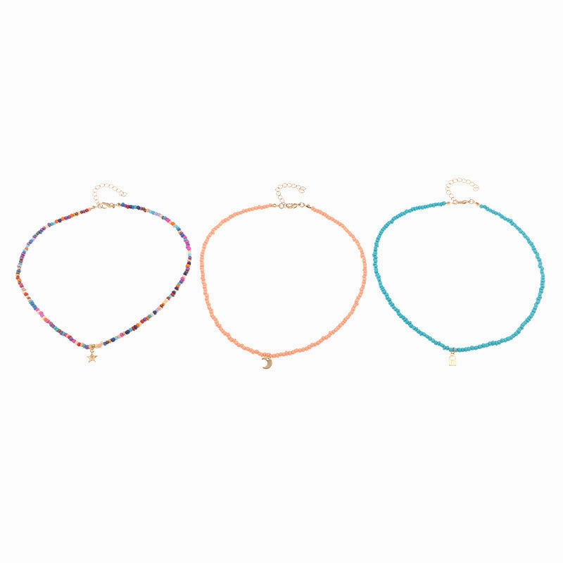 Wholesale Candy Color Rice Bead Necklace Alloy