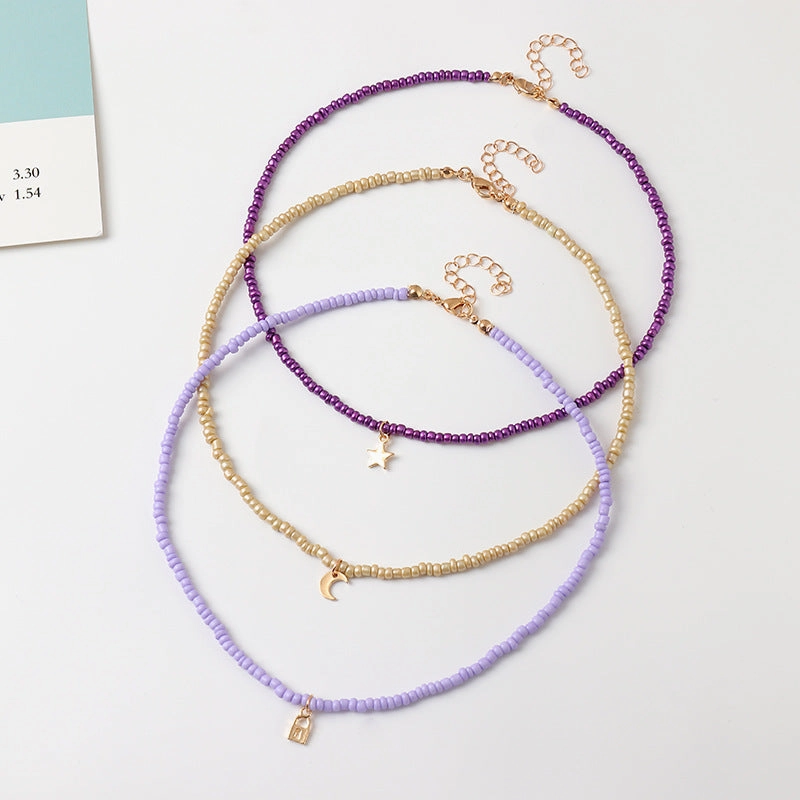 Wholesale Candy Color Rice Bead Necklace Alloy
