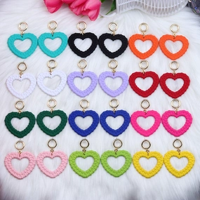 Wholesale Candy Color Woven Pattern Heart Hollow Acrylic Earrings