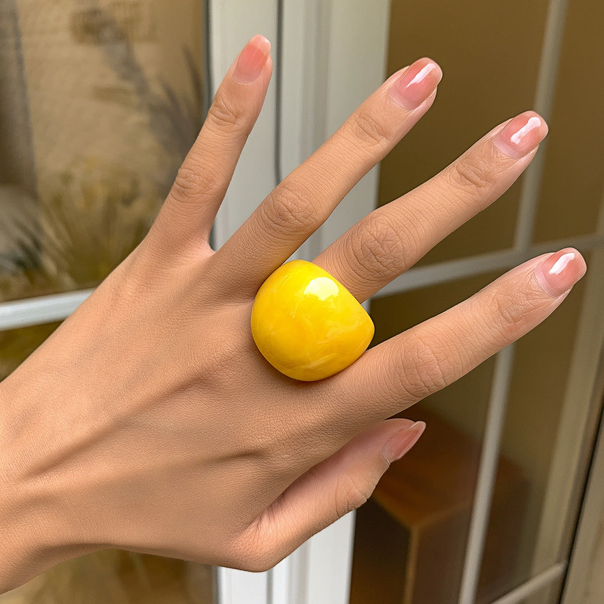 Wholesale Candy Colored Acrylic Geometric Rings