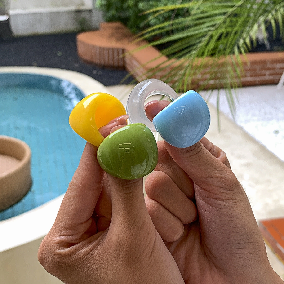 Wholesale Candy Colored Acrylic Geometric Rings