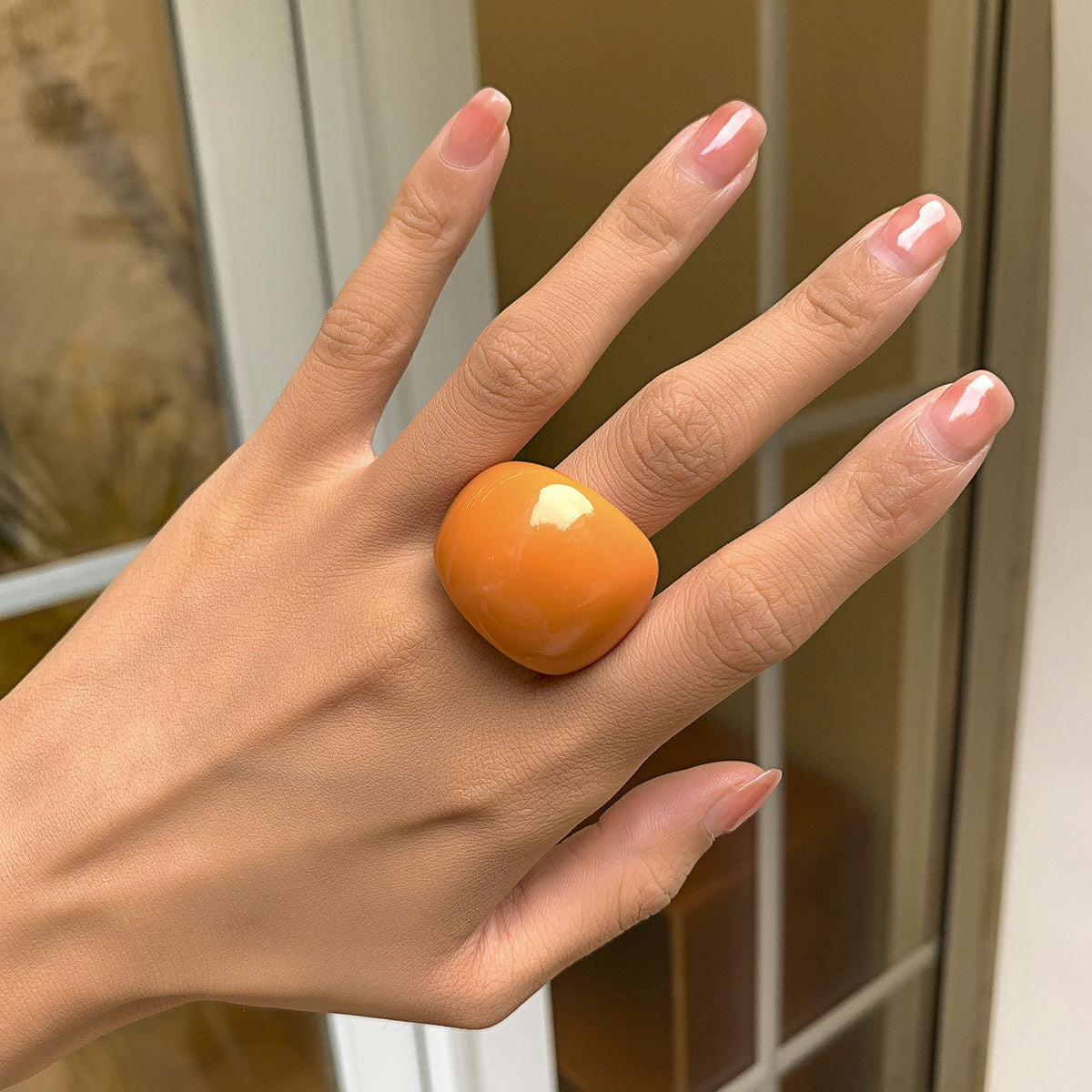 Wholesale Candy Colored Acrylic Geometric Rings