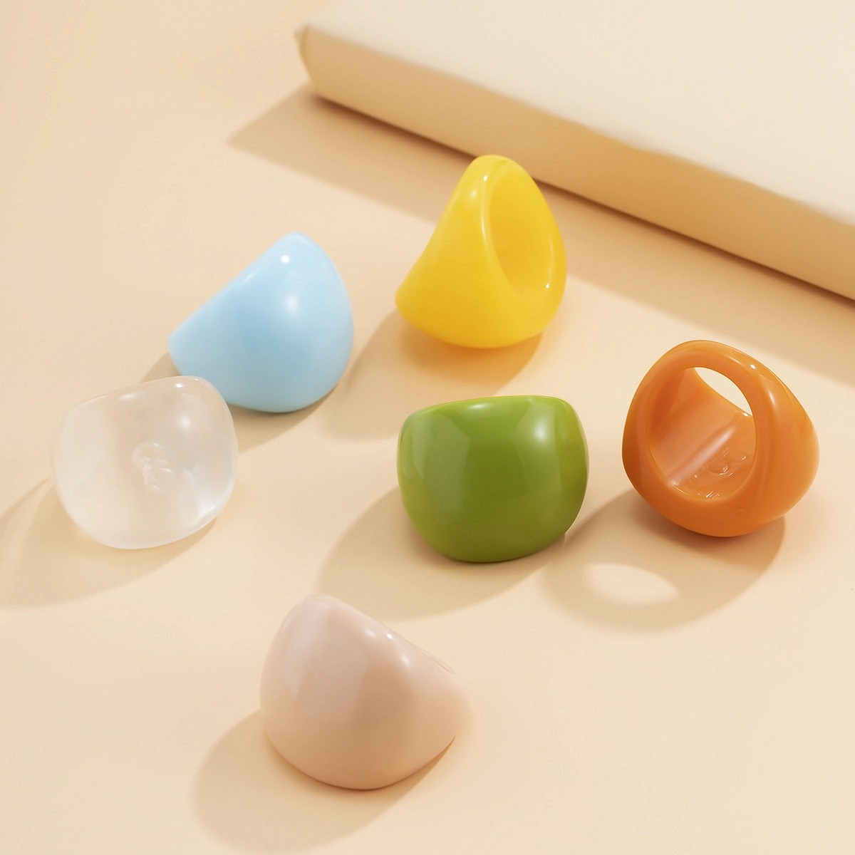 Wholesale Candy Colored Acrylic Geometric Rings