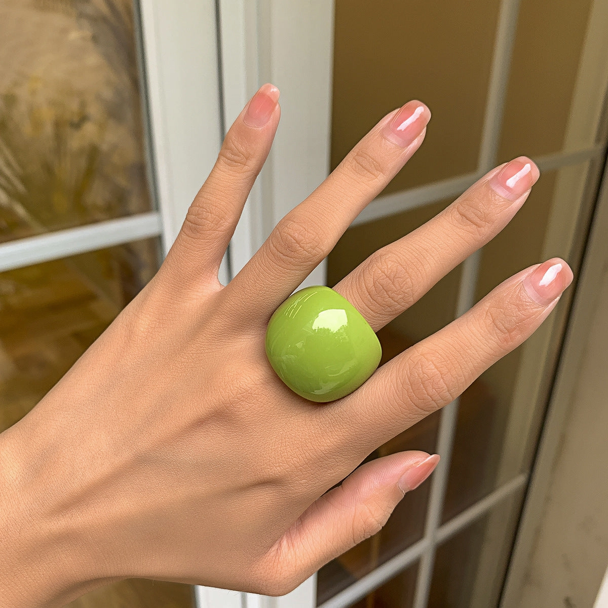 Wholesale Candy Colored Acrylic Geometric Rings