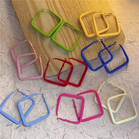 Wholesale Candy Colored Baking Paint Geometric Earrings