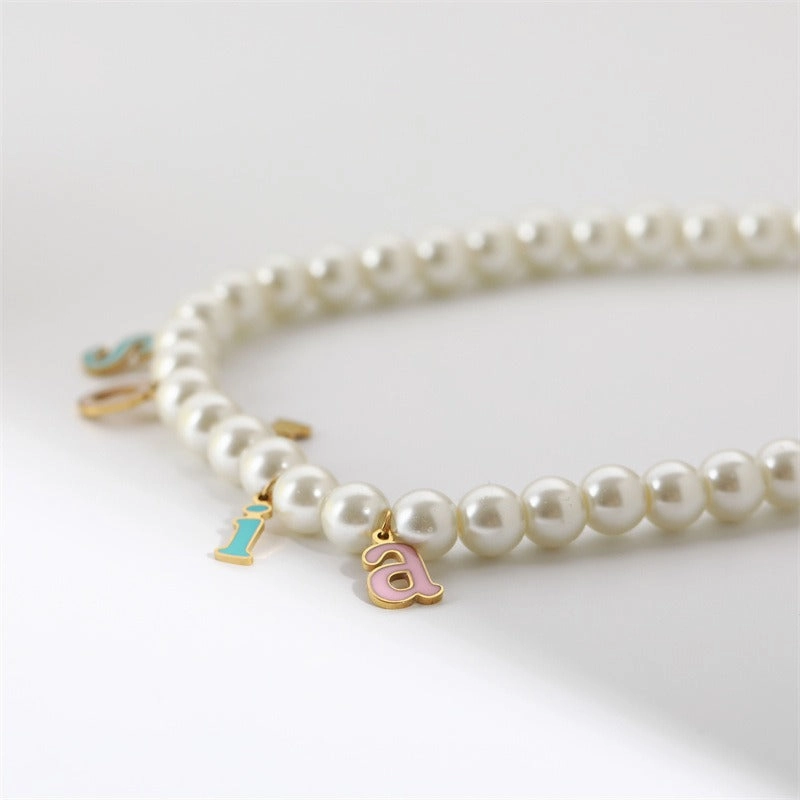 Wholesale Candy Colored Letter Titanium Steel Necklaces