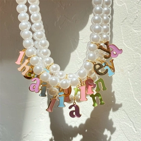 Wholesale Candy Colored Letter Titanium Steel Necklaces