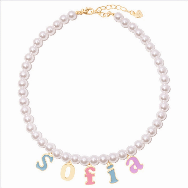 Wholesale Candy Colored Letter Titanium Steel Necklaces