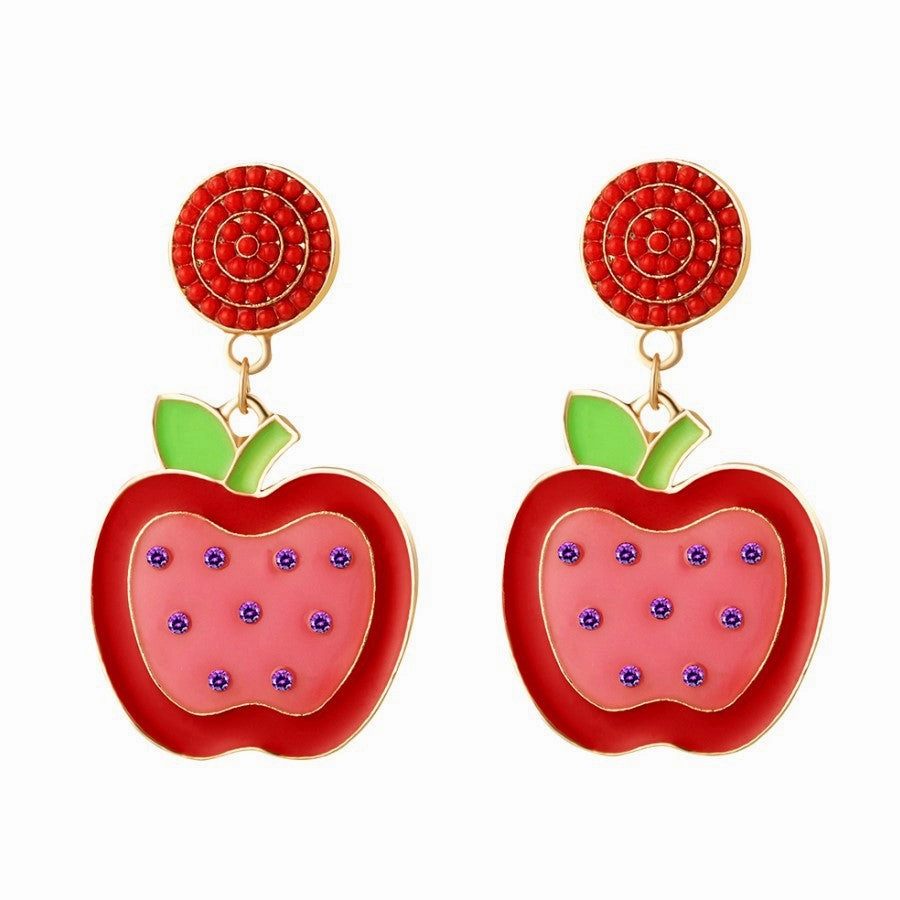 Wholesale Candy Rice Ball Teacher's Day Apple Earrings