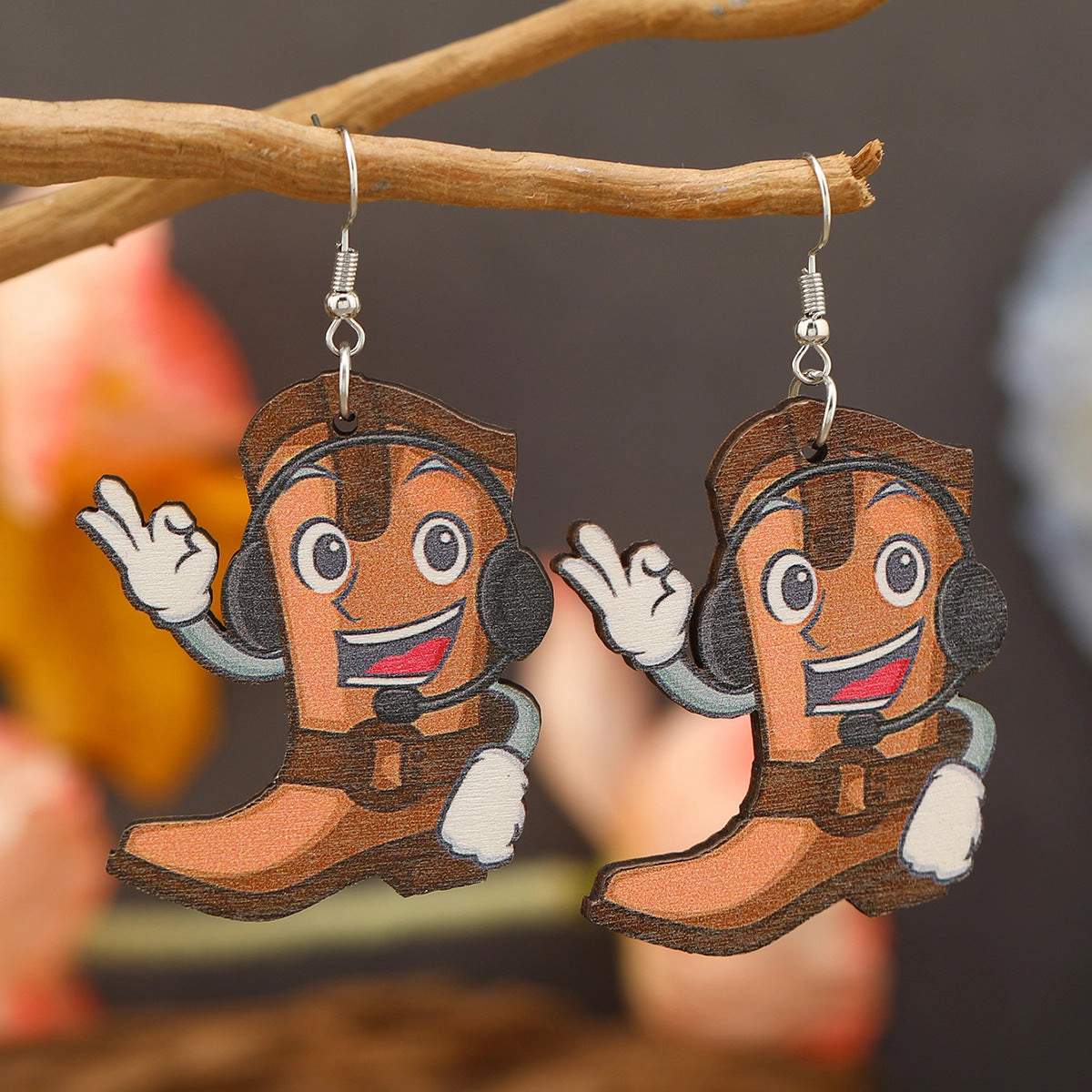 Wholesale Carnival Cow Teacup Pink Baby Elephant Wooden Earrings
