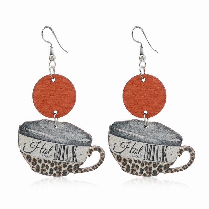 Wholesale Carnival Cow Teacup Pink Baby Elephant Wooden Earrings