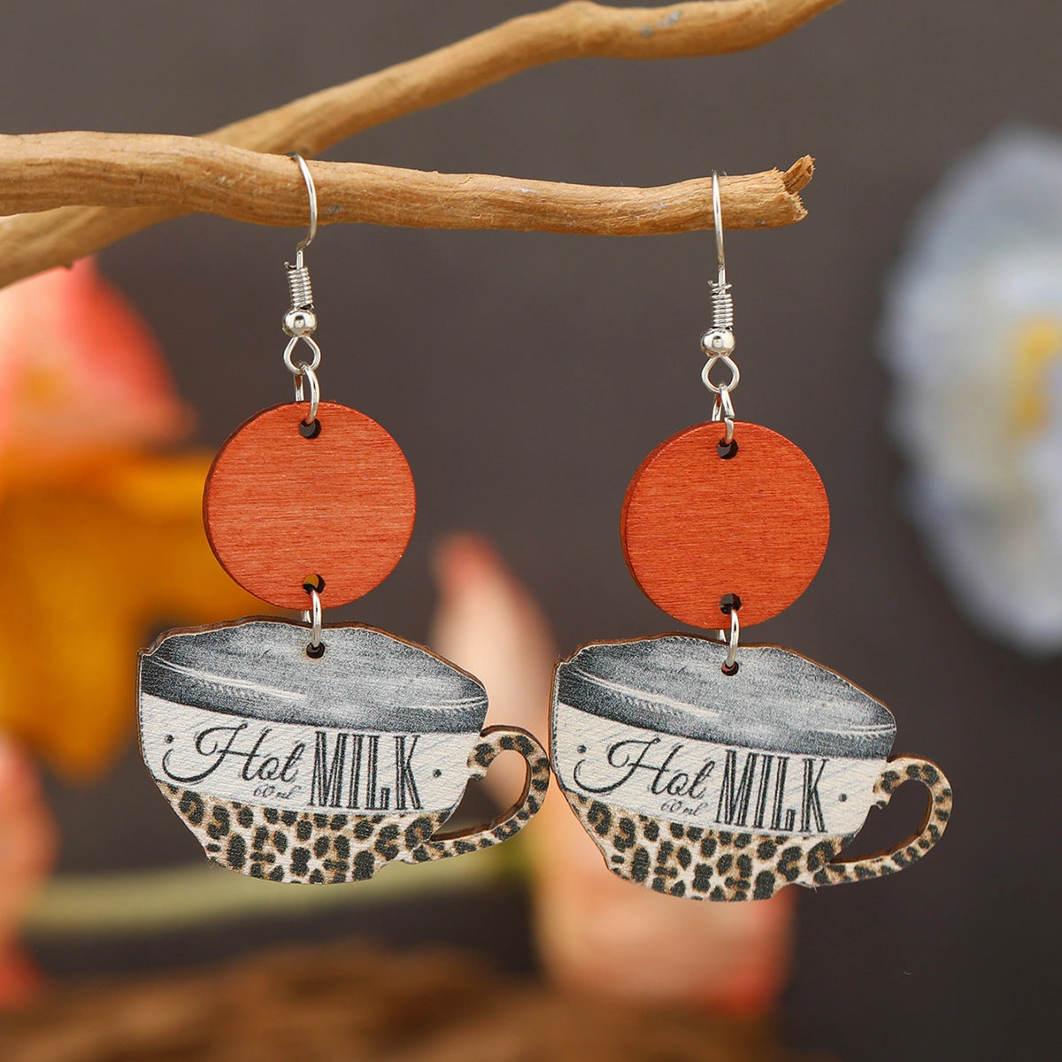 Wholesale Carnival Cow Teacup Pink Baby Elephant Wooden Earrings