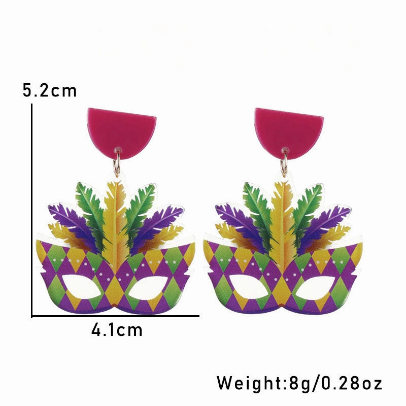 Wholesale Carnival Multi-layered Leaf  Mardi Gras Earrings