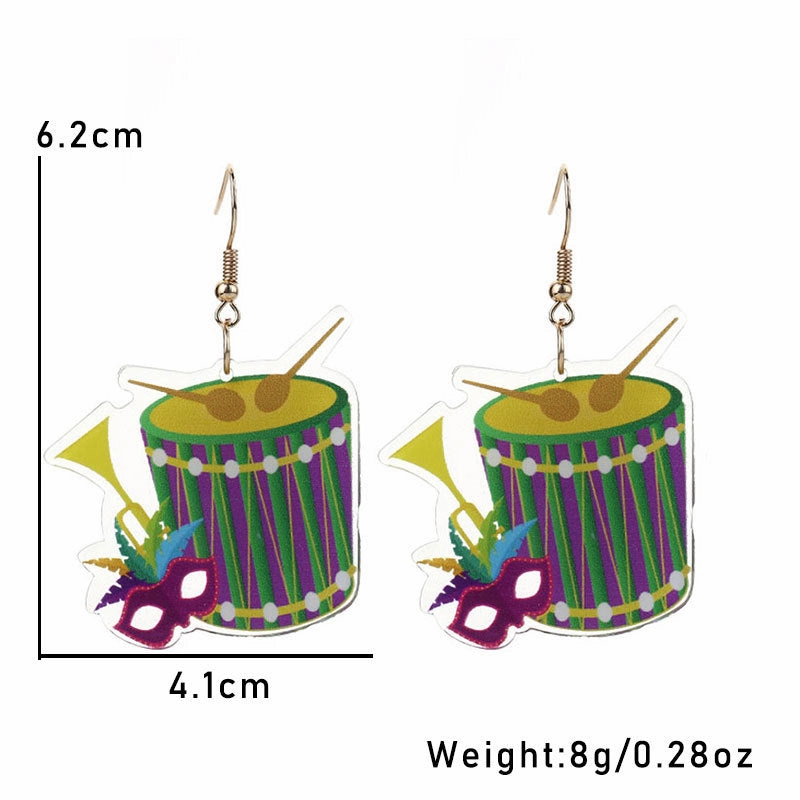 Wholesale Carnival Multi-layered Leaf  Mardi Gras Earrings