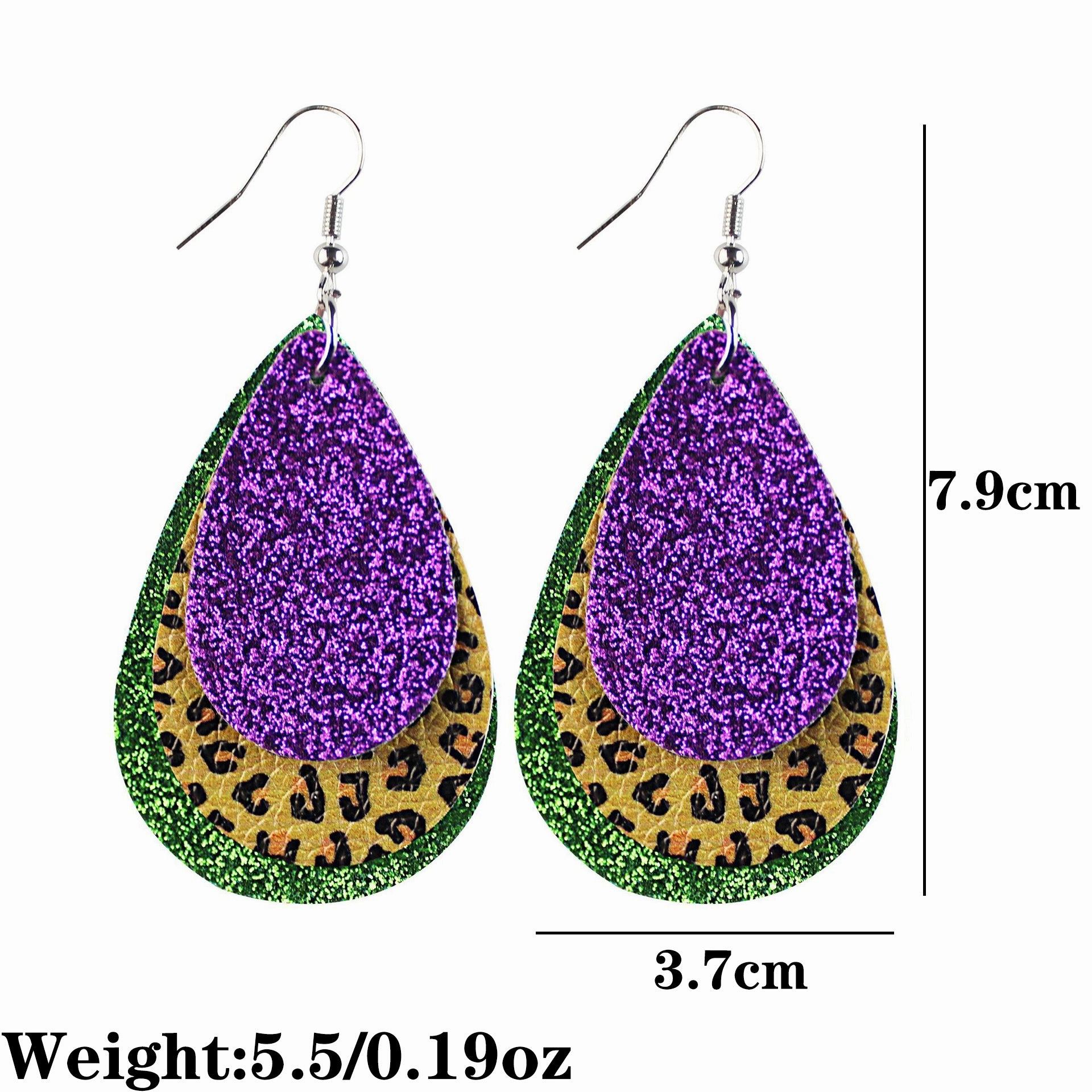 Wholesale Carnival Multi-layered Leaf  Mardi Gras Earrings