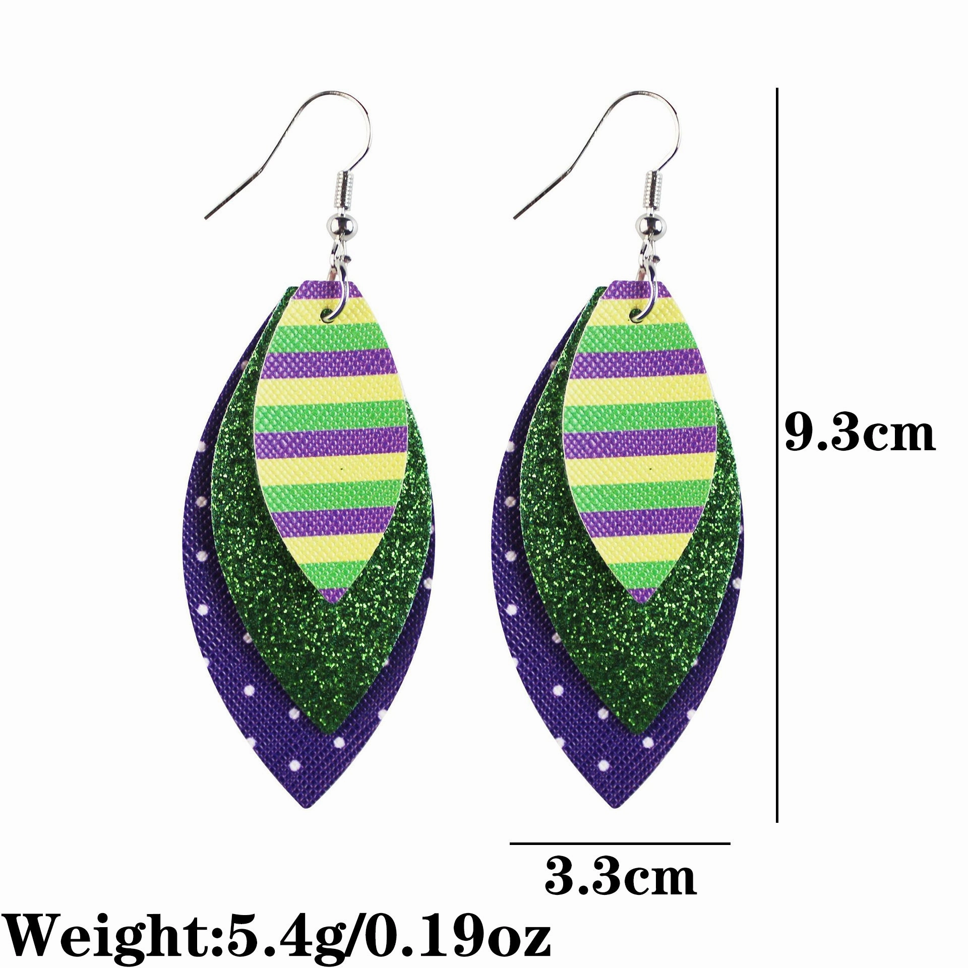 Wholesale Carnival Multi-layered Leaf  Mardi Gras Earrings