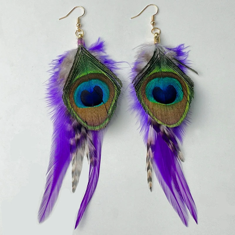 Wholesale Carnival Peacock Feather Earrings