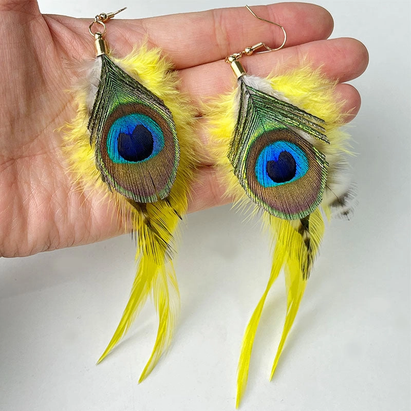 Wholesale Carnival Peacock Feather Earrings