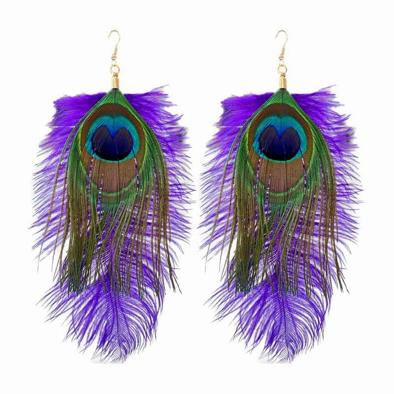 Wholesale Carnival Peacock Feather Earrings