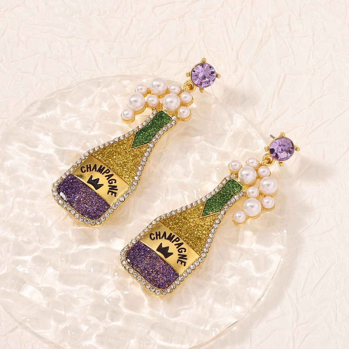 Wholesale Carnival Wine Bottle Zinc Alloy  Mardi Gras Earrings