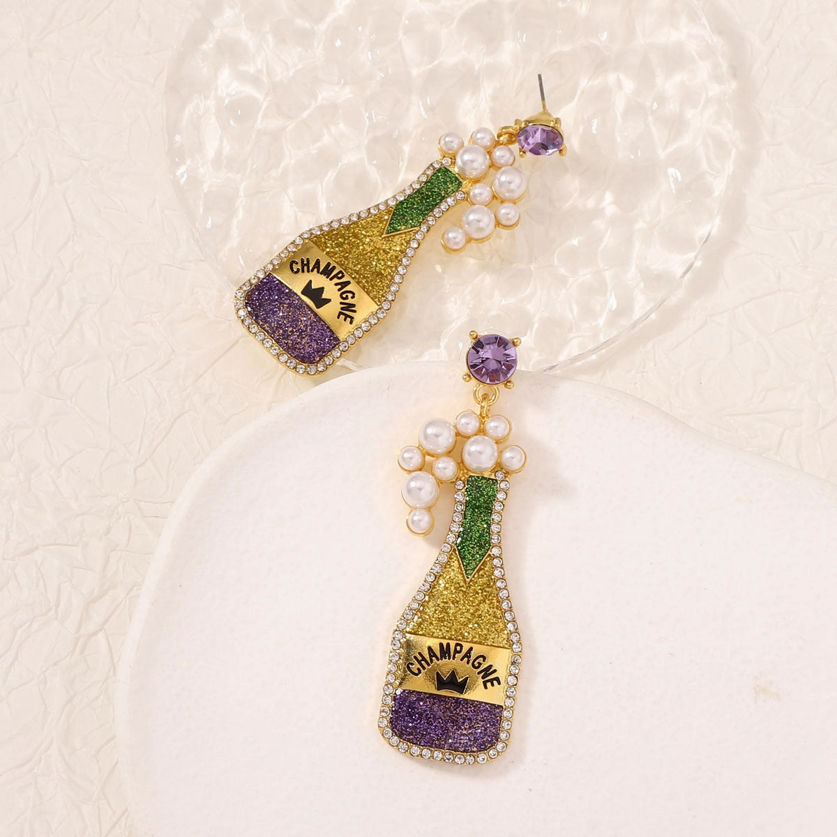 Wholesale Carnival Wine Bottle Zinc Alloy  Mardi Gras Earrings