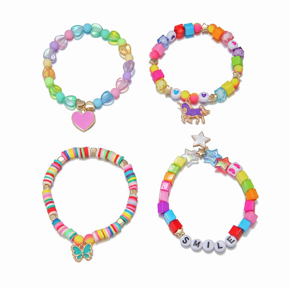 Wholesale Cartoon Acrylic Beaded Bracelet Set of 4