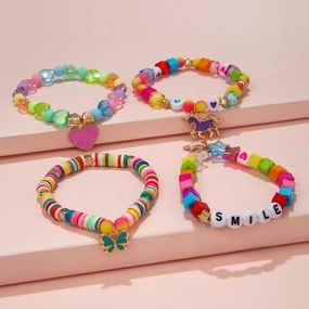 Wholesale Cartoon Acrylic Beaded Bracelet Set of 4