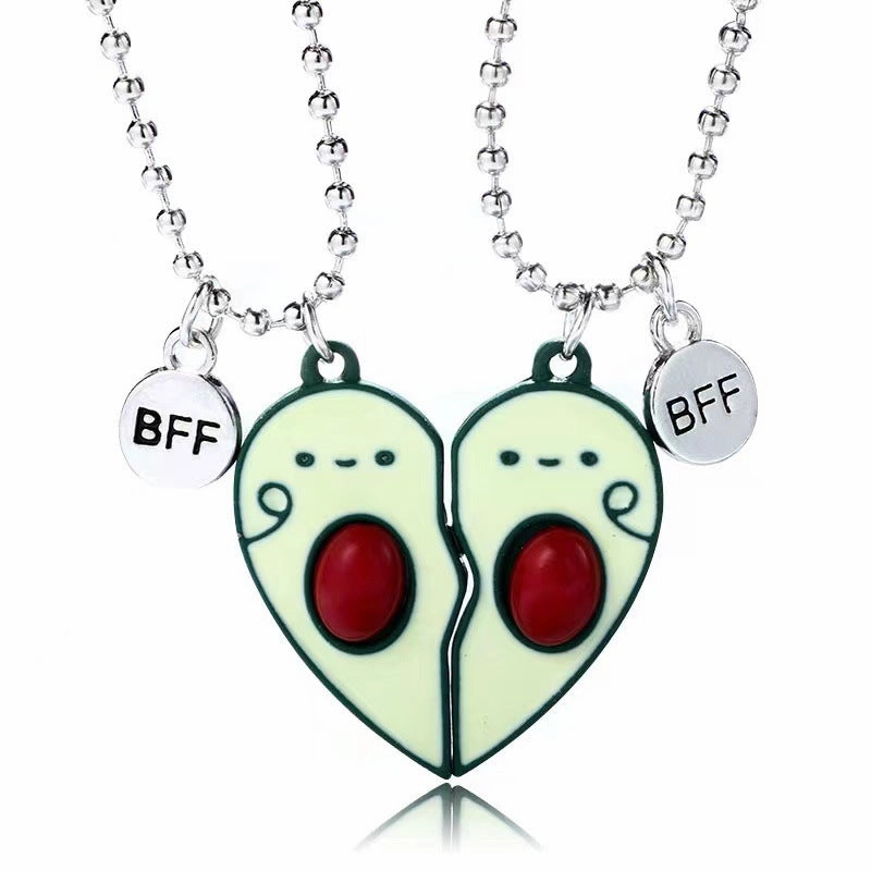 Wholesale Cartoon Cat Fox Avocado Love Stitching Magnetic Necklace