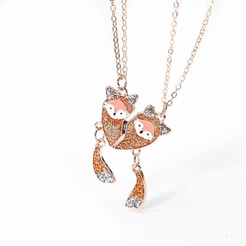 Wholesale Cartoon Cat Fox Avocado Love Stitching Magnetic Necklace