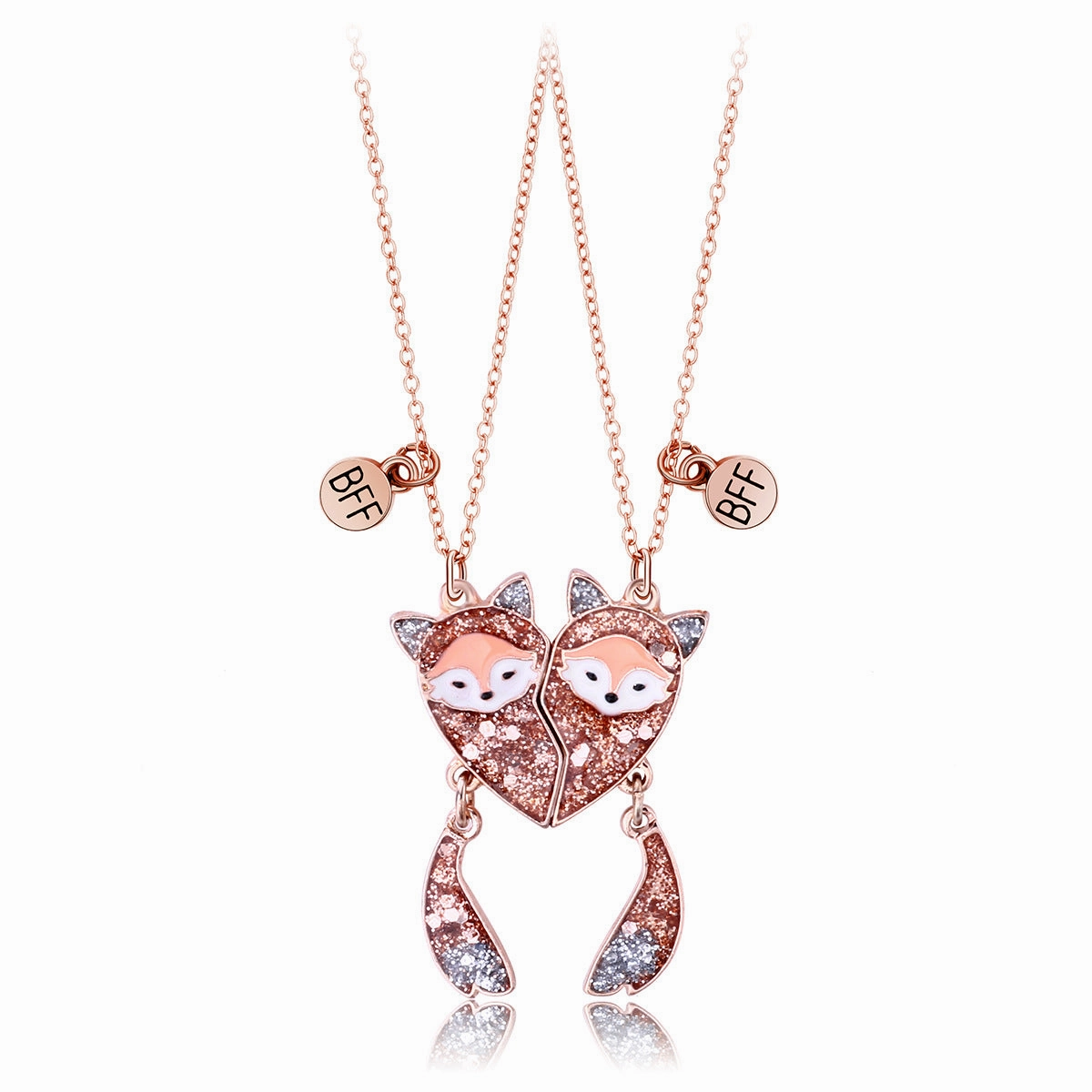 Wholesale Cartoon Children's Magnet Stone Alloy Fox Necklace Set