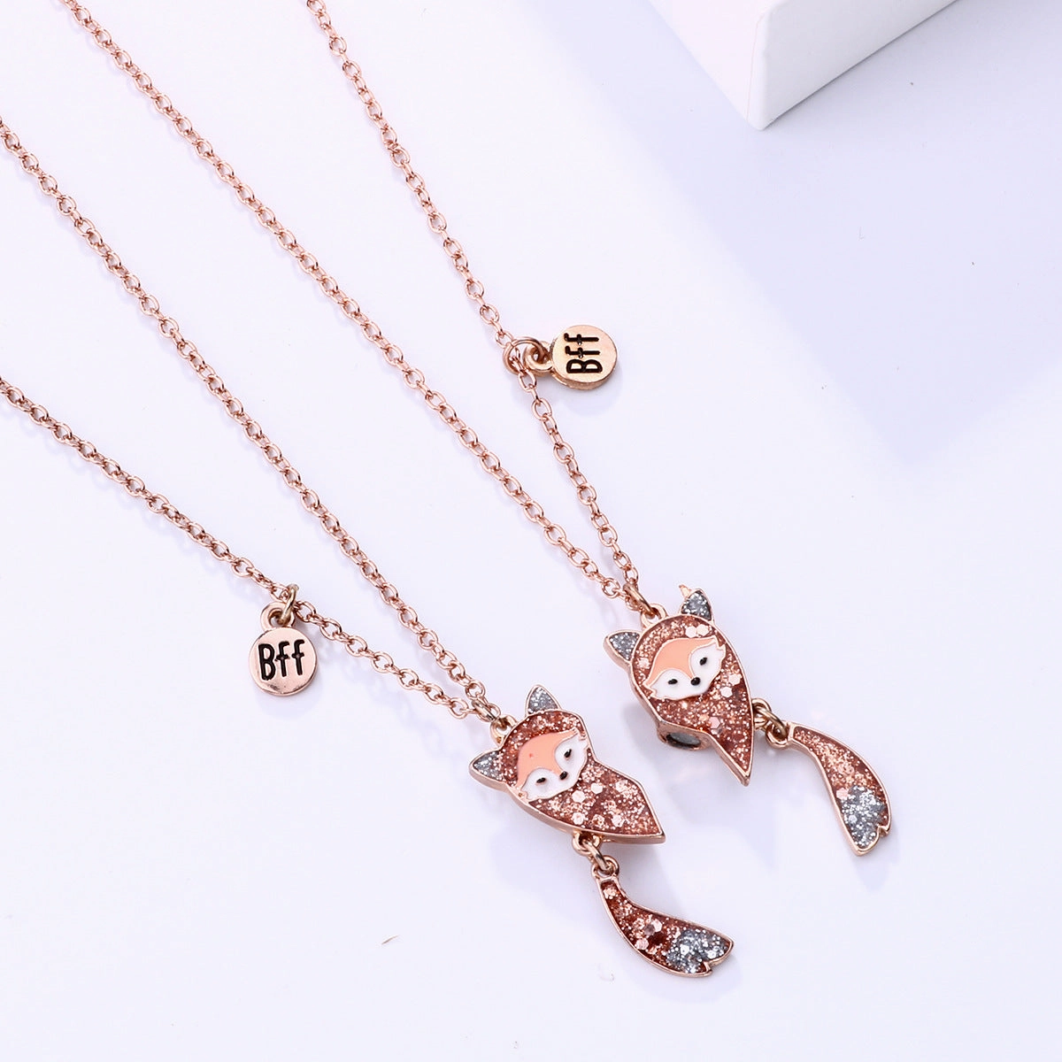 Wholesale Cartoon Children's Magnet Stone Alloy Fox Necklace Set