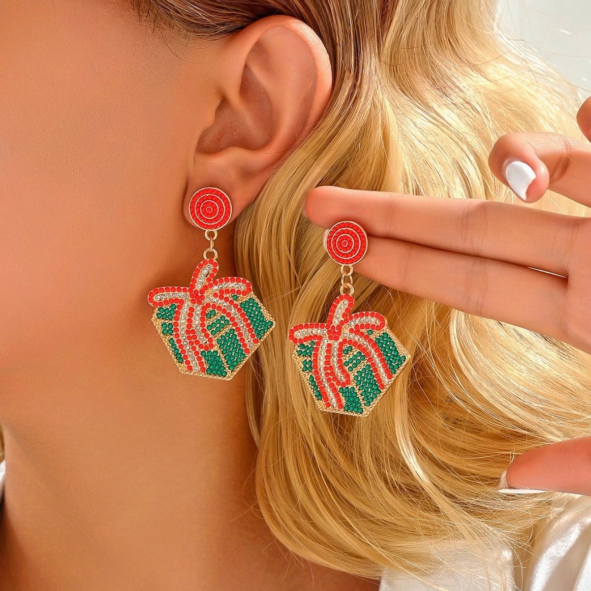 Wholesale Cartoon Christmas Alloy Diamond Earrings