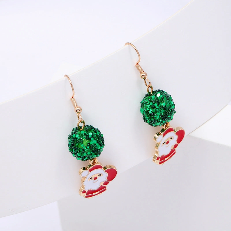 Wholesale cartoon Christmas Santa Claus bell alloy Earrings