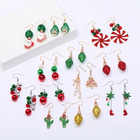 Wholesale cartoon Christmas Santa Claus bell alloy Earrings