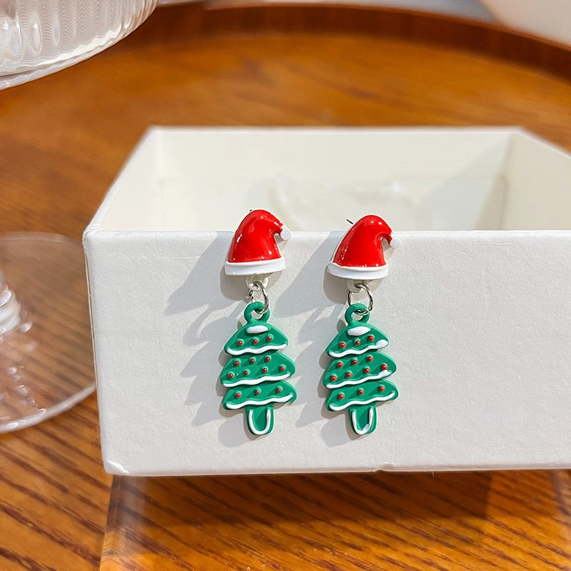 Wholesale Cartoon Christmas Santa Claus Christmas Tree Earrings