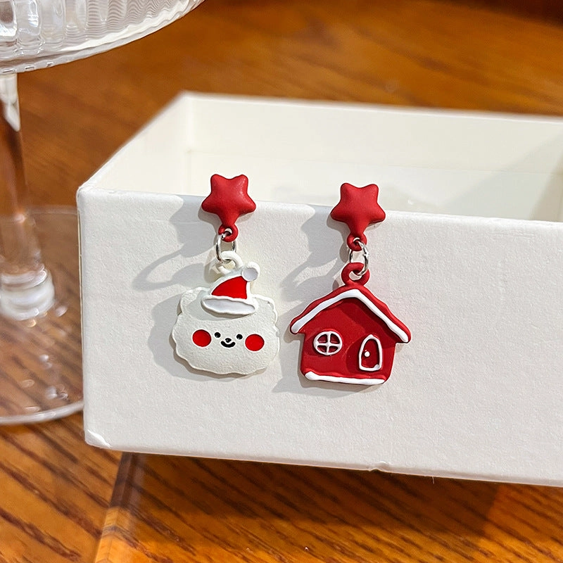 Wholesale Cartoon Christmas Santa Claus Christmas Tree Earrings