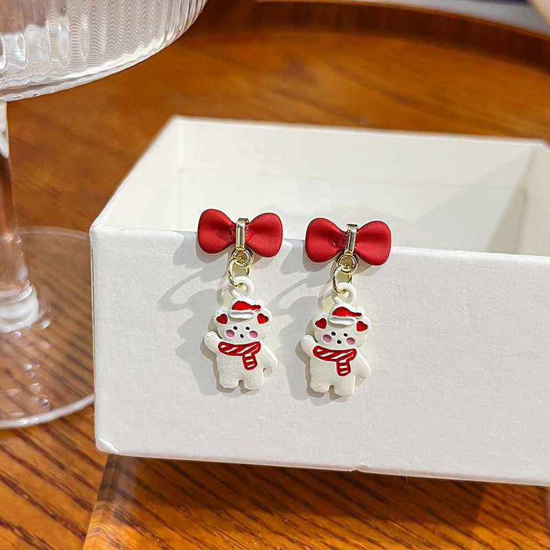Wholesale Cartoon Christmas Santa Claus Christmas Tree Earrings