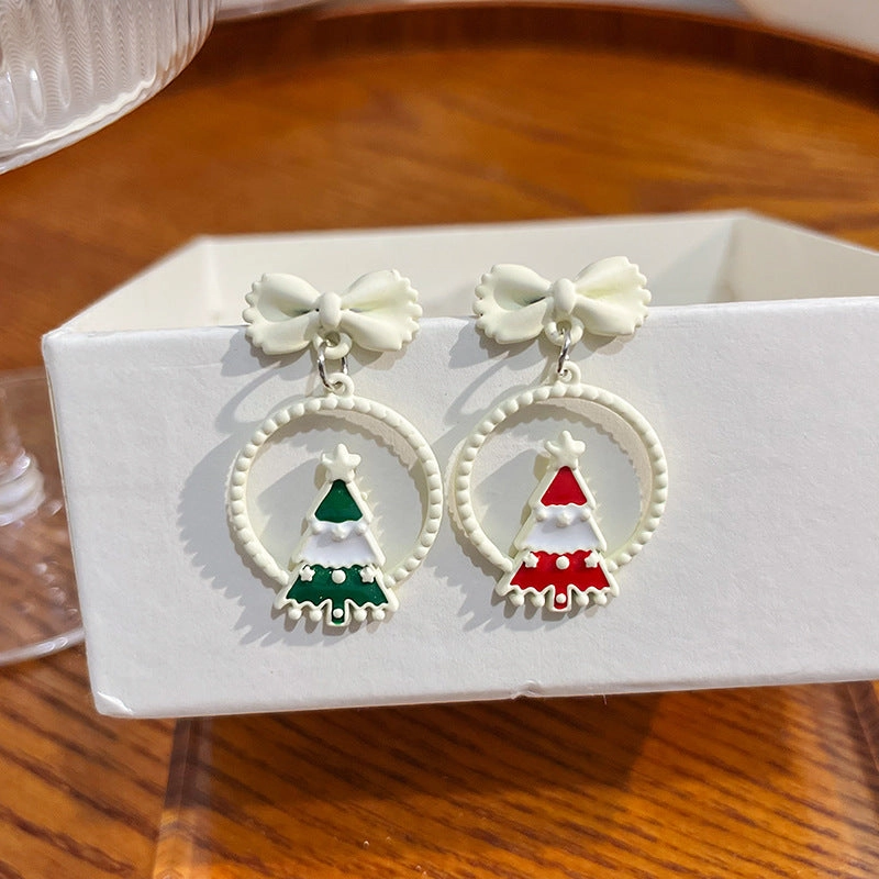 Wholesale Cartoon Christmas Santa Claus Christmas Tree Earrings