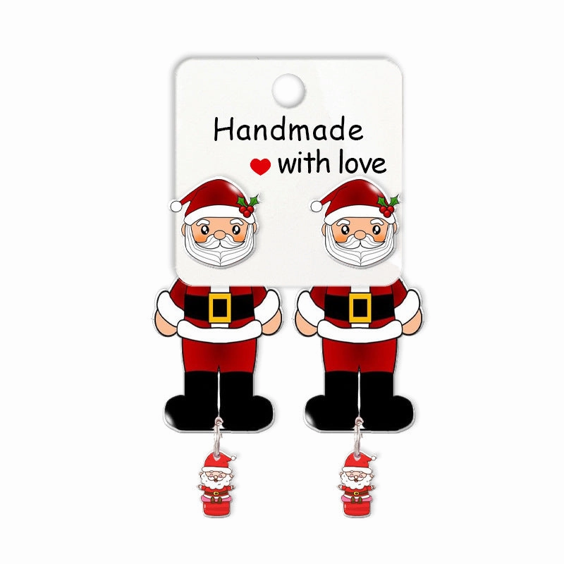 Wholesale Cartoon Christmas Santa Resin Earrings