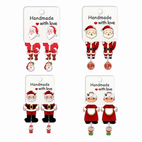 Wholesale Cartoon Christmas Santa Resin Earrings