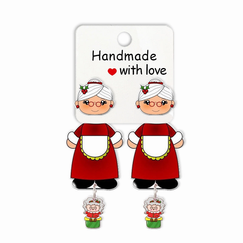 Wholesale Cartoon Christmas Santa Resin Earrings