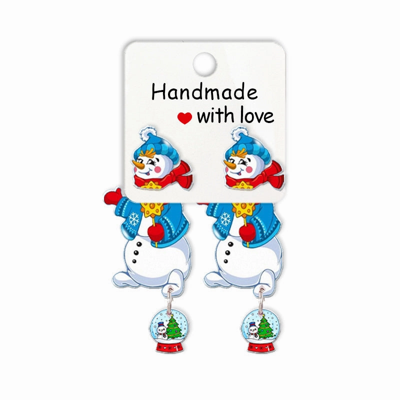 Wholesale Cartoon Christmas Snowman Resin Earrings
