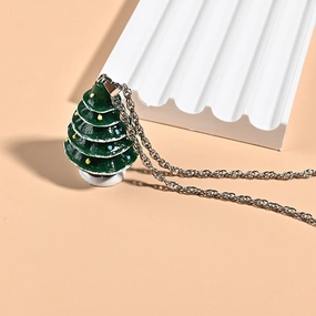 Wholesale Cartoon Christmas Tree Resin Pendant Necklace