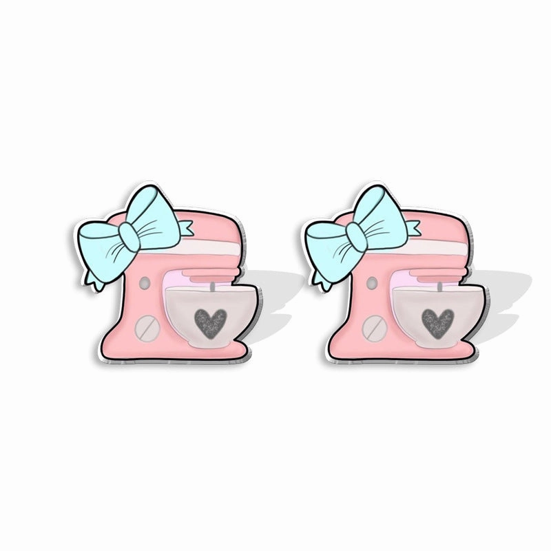 Wholesale Cartoon Coffee Machines, Cute Coffee Cups, Resin Earrings