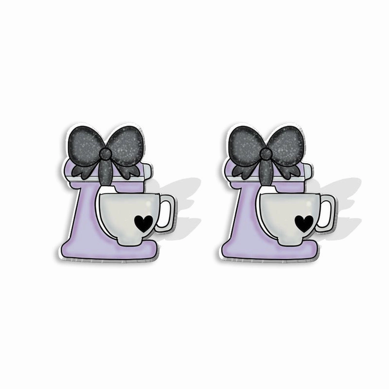 Wholesale Cartoon Coffee Machines, Cute Coffee Cups, Resin Earrings