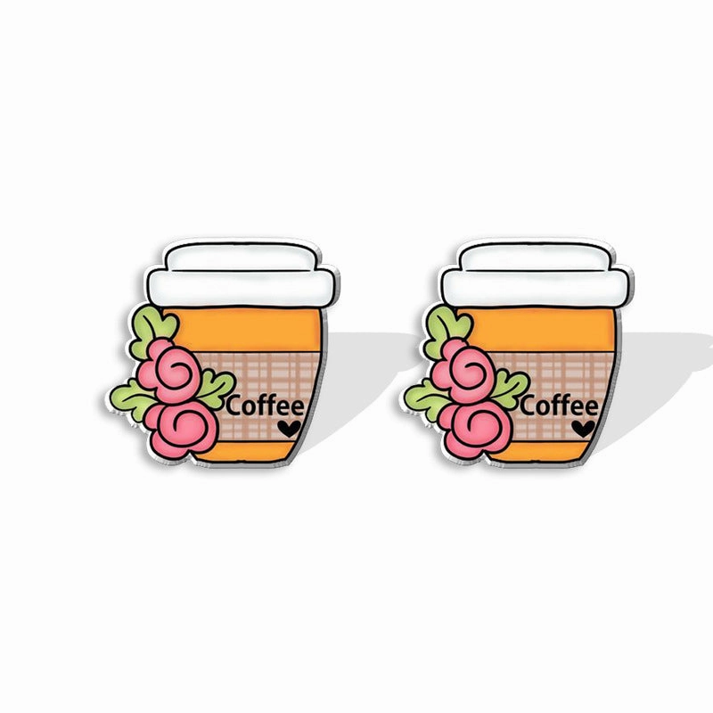 Wholesale Cartoon Coffee Machines, Cute Coffee Cups, Resin Earrings