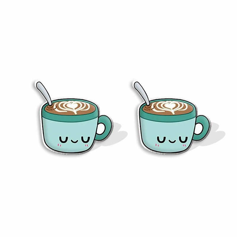 Wholesale Cartoon Coffee Machines, Cute Coffee Cups, Resin Earrings