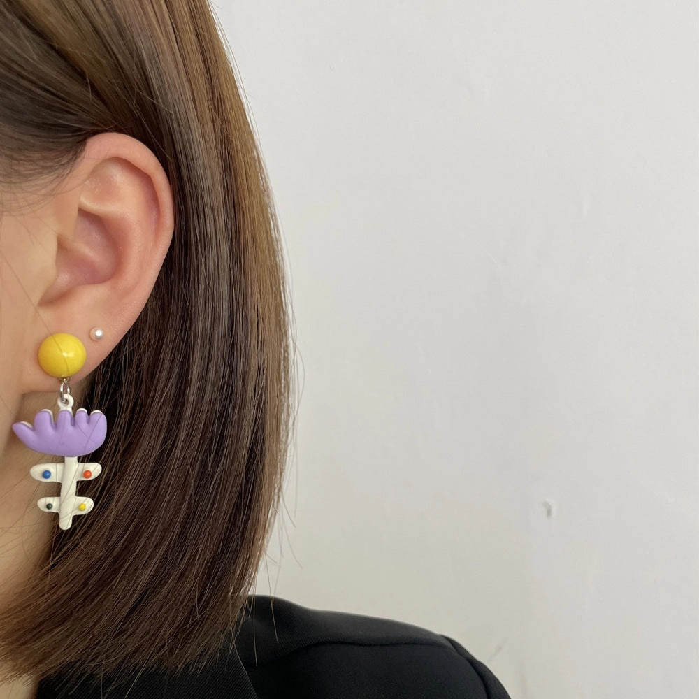 Wholesale Cartoon Color Flower Alloy Earrings